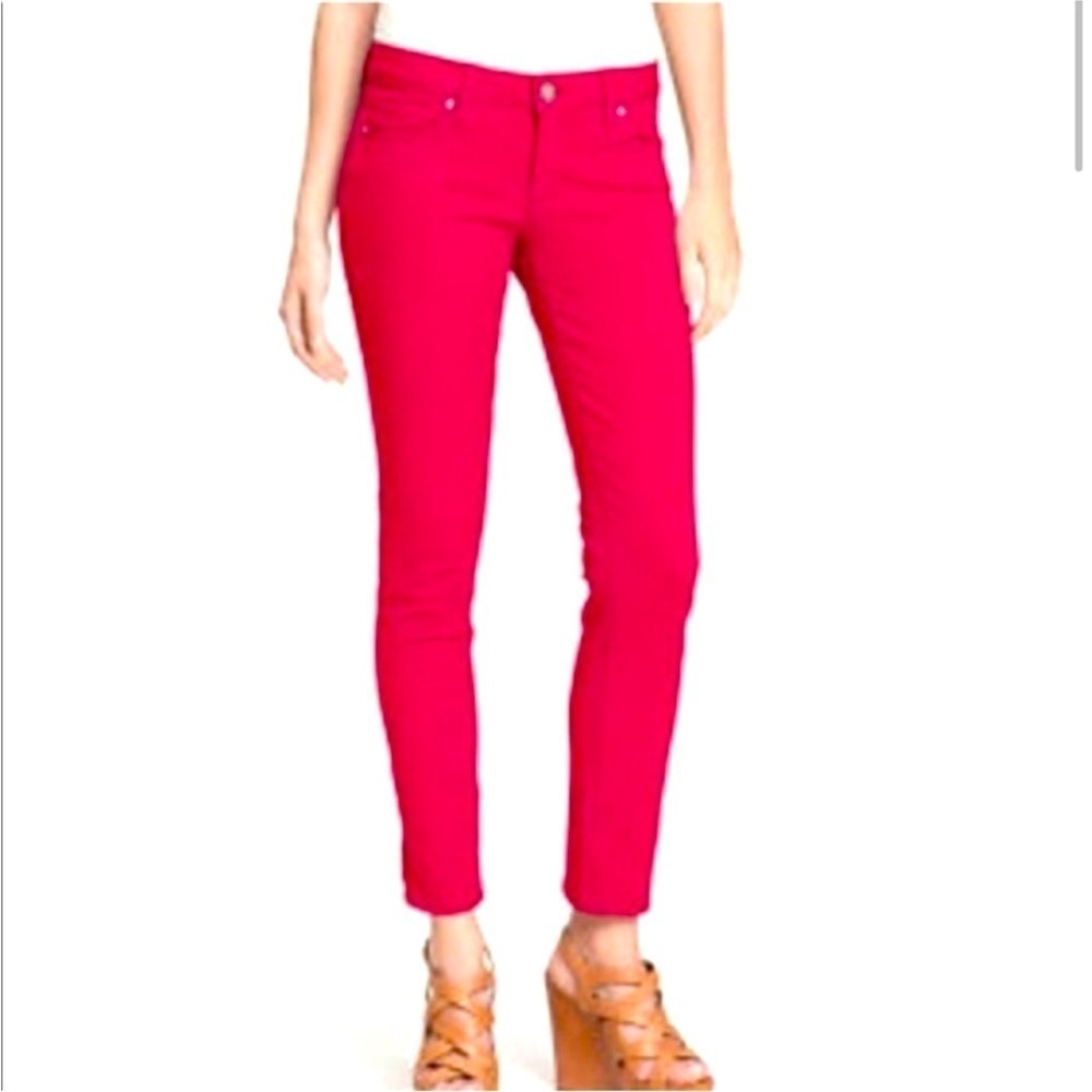 Paige Hot Pink Skyline Ankle Peg Skinny Denim Jeans